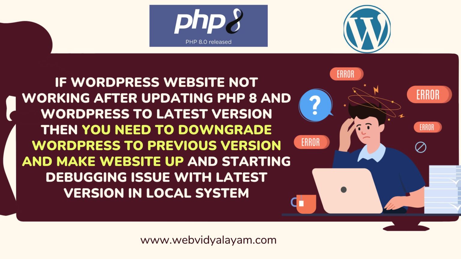 Fix WordPress Not Working With PHP 8 Update? - Web Vidyalayam