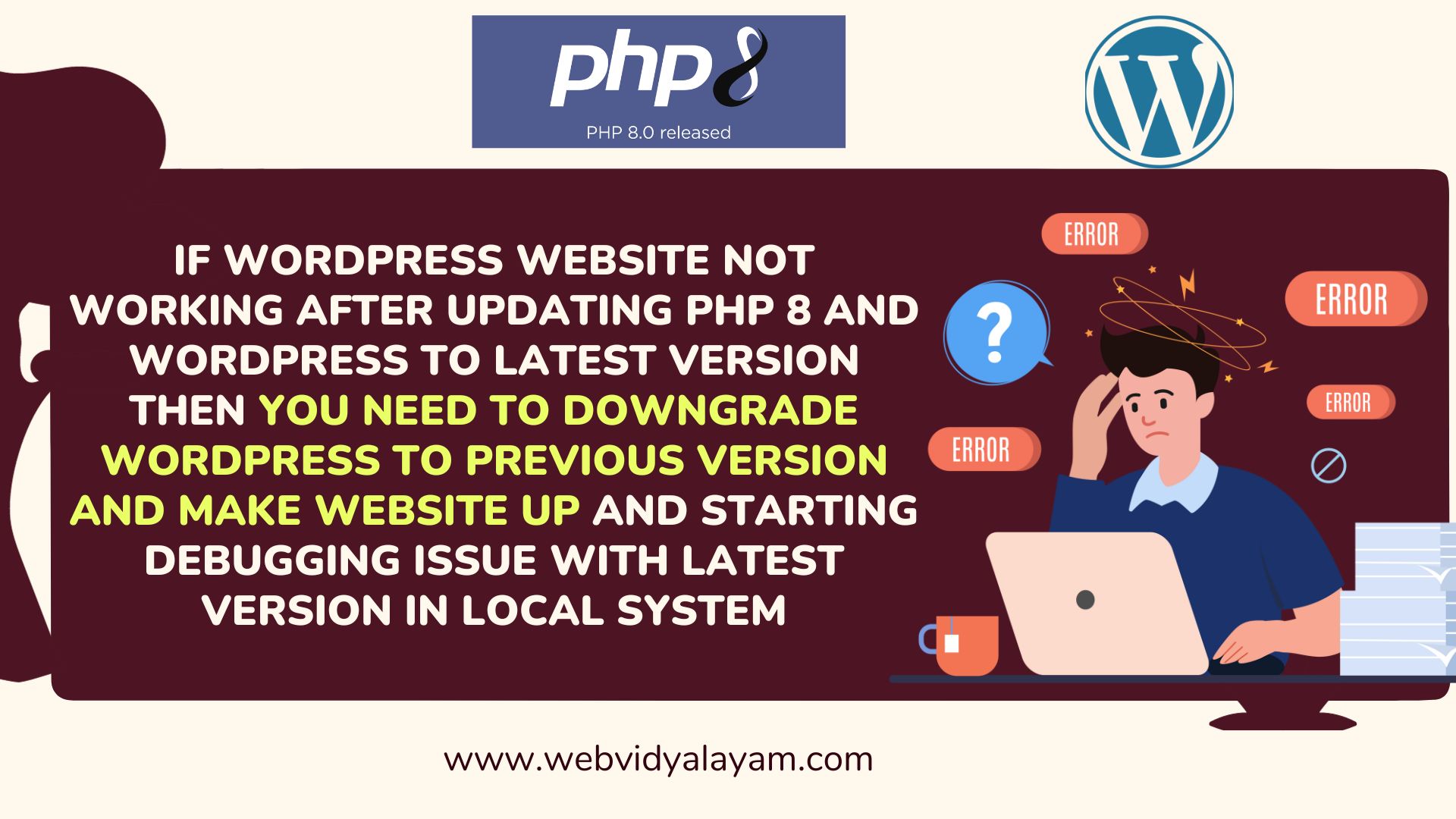 Fix WordPress Not Working With PHP 8 Update? - Web Vidyalayam