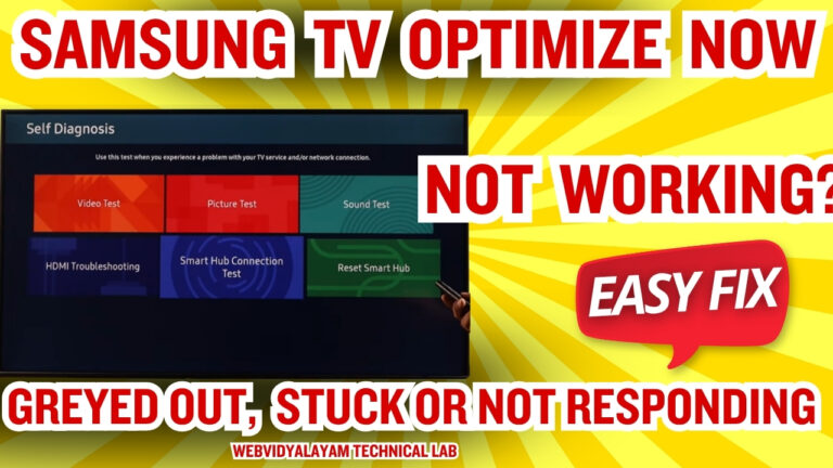 Samsung TV Optimize Now Not Working? (2026 Fix: Greyed Out, Stuck or Not Responding)